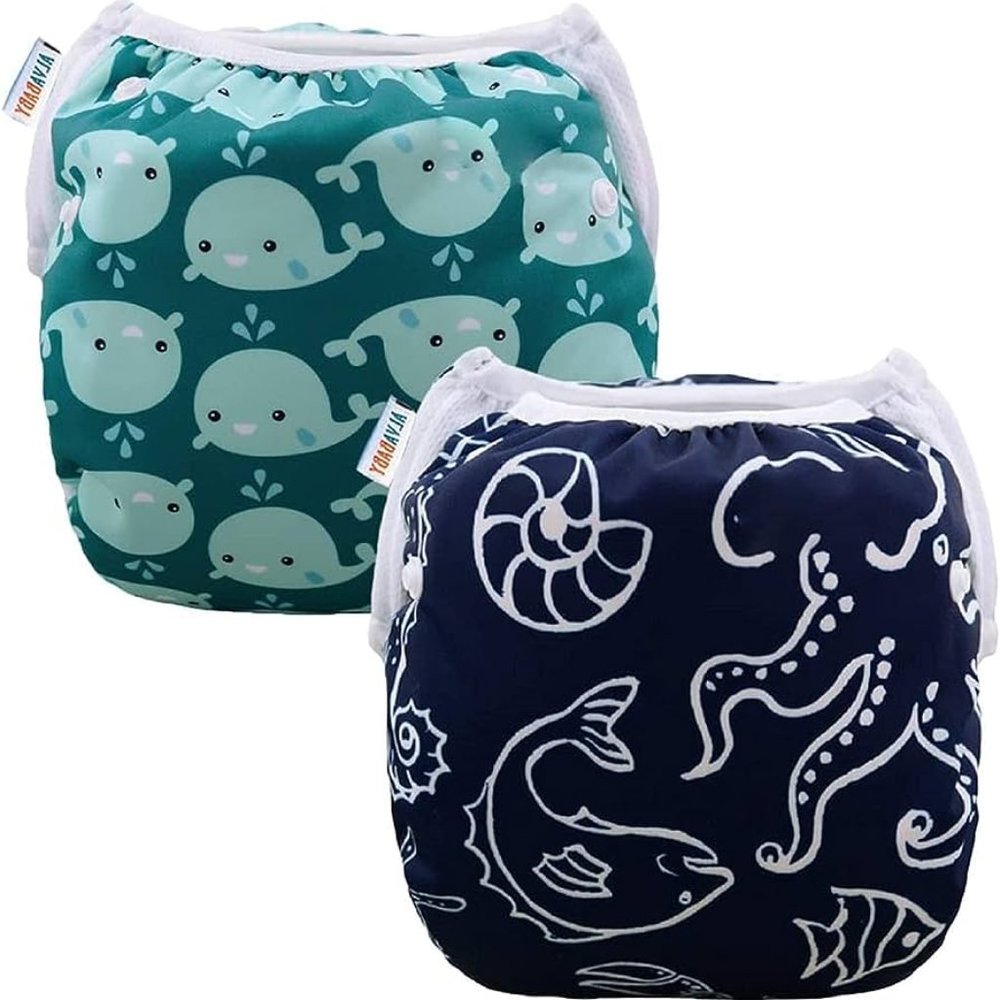 ALVABABY Swim Diapers 2pcs Baby & Toddler Snap One Size Reusable